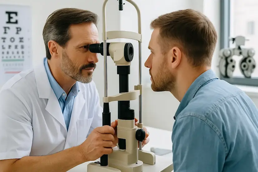 Persona mirando al horizonte en un espacio abierto, dando descanso a sus ojos tras horas de trabajo